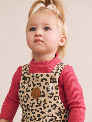 LEOPARD PRINT DENIM OVERALLS