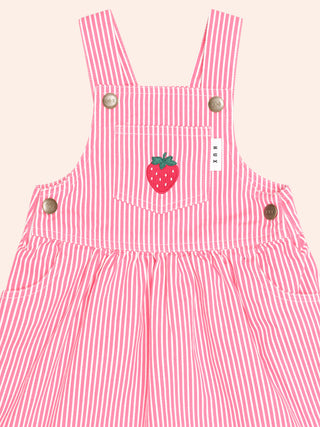 STRAWBERRY EMB STRIPE PINAFORE