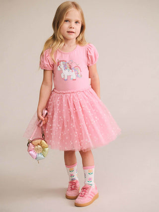 MAGICAL UNICORN PUFF SLV TULLE DRESS
