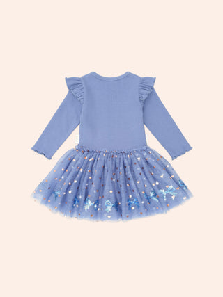 SEQUIN BOW TULLE DRESS