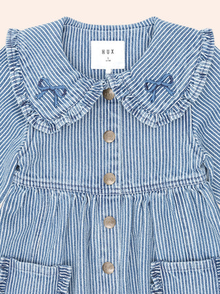 VINTAGE BOW COLLAR DENIM DRESS