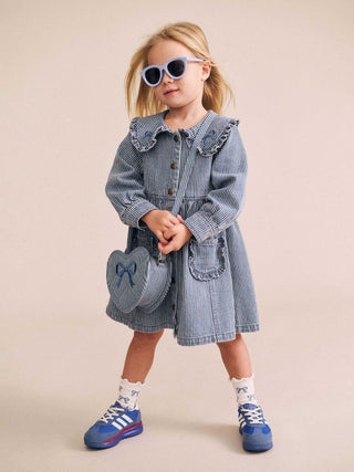 VINTAGE BOW COLLAR DENIM DRESS