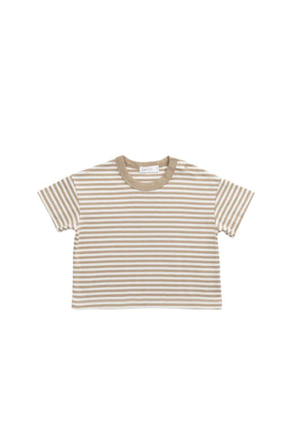 Pima Cotton Wesley Tee - Slim Stripe Brioche/Cloud