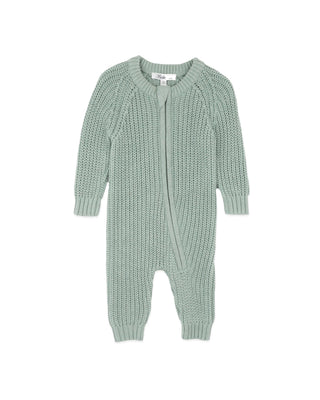 SAGE KNITTED ZIP ROMPER