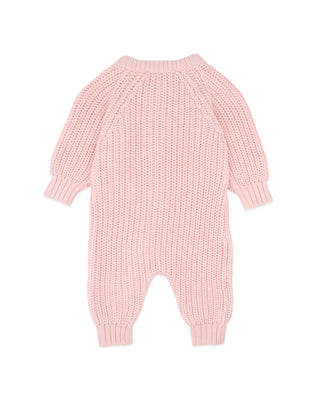 PALE PINK KNITTED ZIP ROMPER