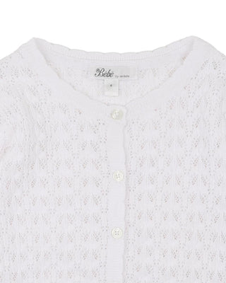 POINTELLE ORGANIC COTTON CARDIGAN 3-7YRS