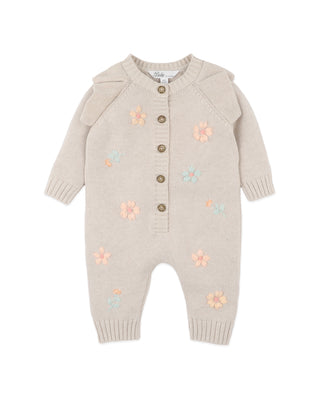 FERN HAND EMB. ORGANIC KNIT ROMPER