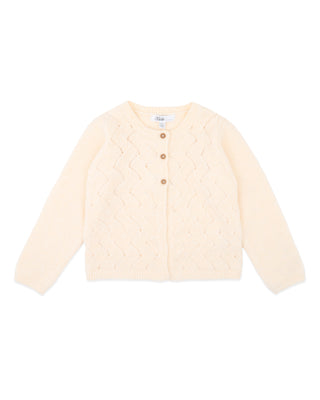 GIRLS CREAM POINTELLE CARDIGAN 3-7 YRS