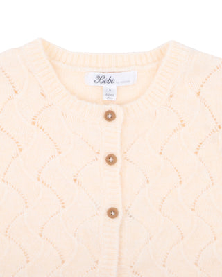 GIRLS CREAM POINTELLE CARDIGAN 3-7 YRS