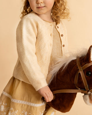GIRLS CREAM POINTELLE CARDIGAN 3-7 YRS