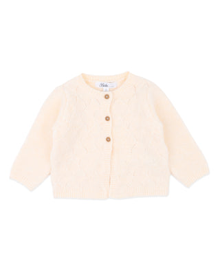 GIRLS CREAM POINTELLE CARDIGAN
