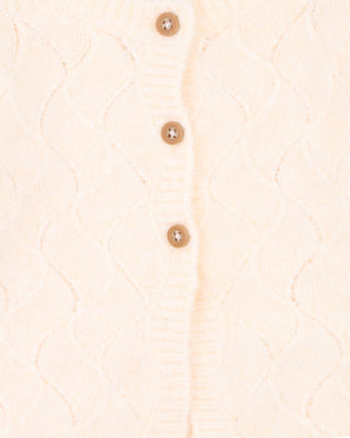 GIRLS CREAM POINTELLE CARDIGAN