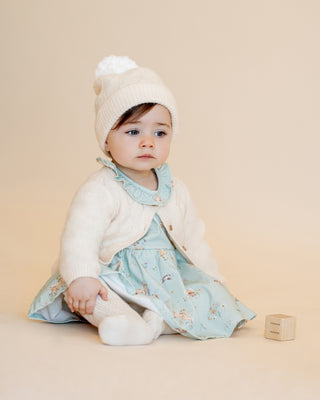 GIRLS CREAM POINTELLE CARDIGAN