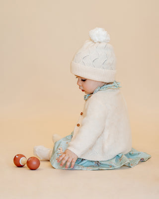 GIRLS CREAM POINTELLE CARDIGAN