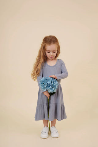 Cornflower Rib Scoop back Dress