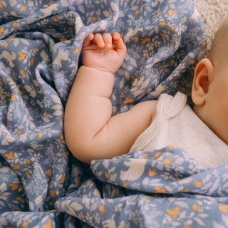 Forest Friends Cornflower Organic Muslin Wrap Swaddle