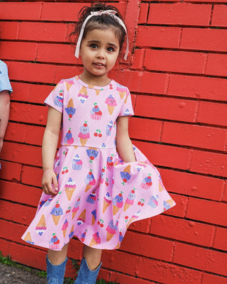 Waisted Dress - PINK LAVENDER