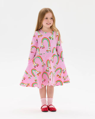 LET THE GOOD TIMES ROLL LONG SLEEVE WAISTED DRESS