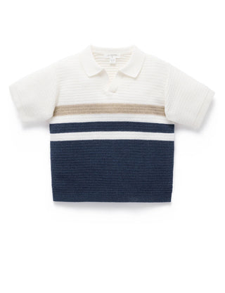 Knitted Polo - Textured Stripe