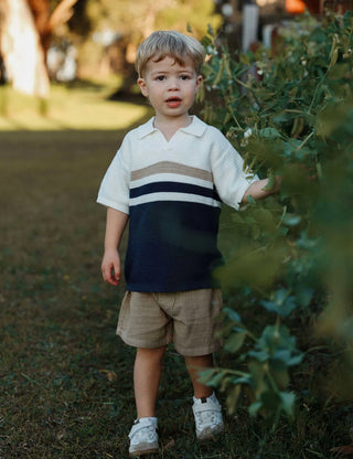 Knitted Polo - Textured Stripe
