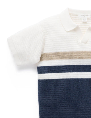 Knitted Polo - Textured Stripe