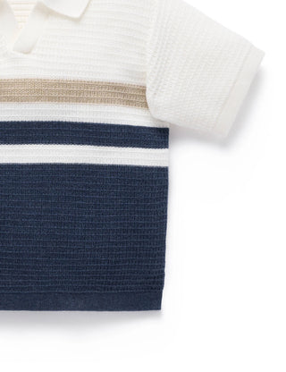 Knitted Polo - Textured Stripe