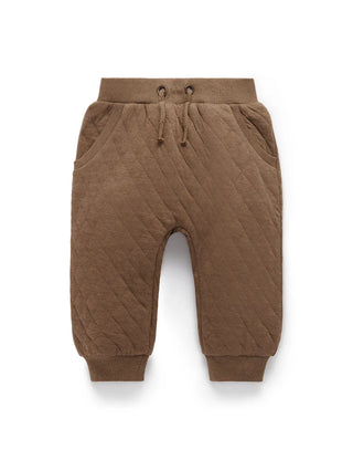 QUILTED TRACK PANTS - OAK MELANGE