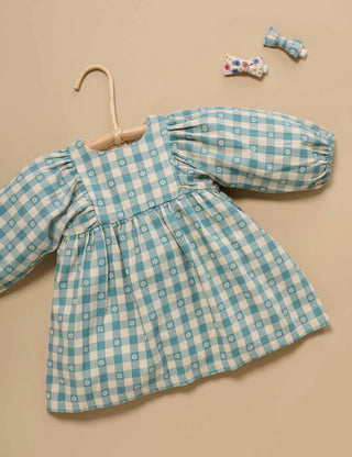 GATHERED DRESS - FLORAL GINGHAM