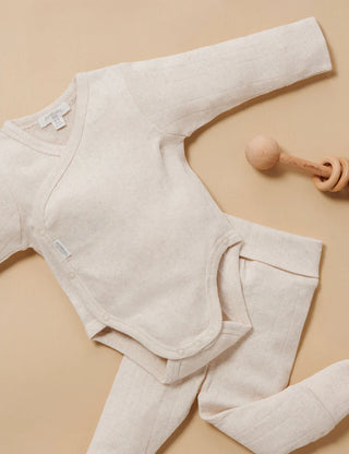 Pointelle Footed Leggings - Wheat Melange