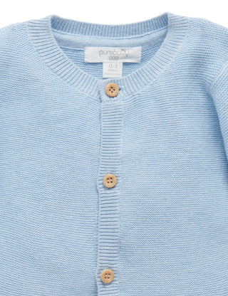 Textured Cardigan - Blue Melange