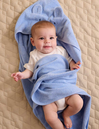 Hooded Bear Towel | Pale Blue Melange