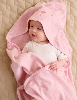 Hooded Bear Towel | Pale Pink Melange