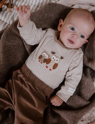 APPLIQUE BODYSUIT - MUSHROOM MINI STRIPE