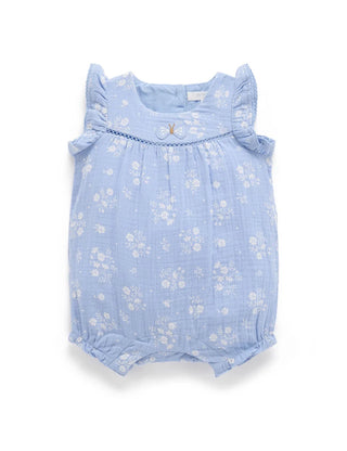 Butterfly Romper - Sky Floral Print