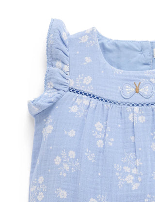 Butterfly Romper - Sky Floral Print