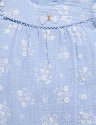Butterfly Romper - Sky Floral Print