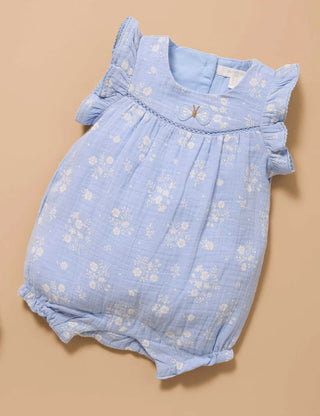 Butterfly Romper - Sky Floral Print