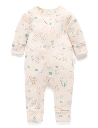 Printed Zip Growsuit - Garden Goose