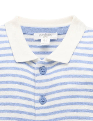 Knitted Polo Set - Blue Jay Melange