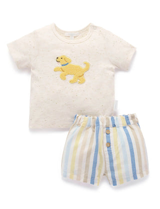 Doggy Short and Tee Set - Playful Stripe