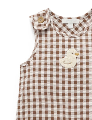 Ducky Gingham Romper - Milk Choc Gingham