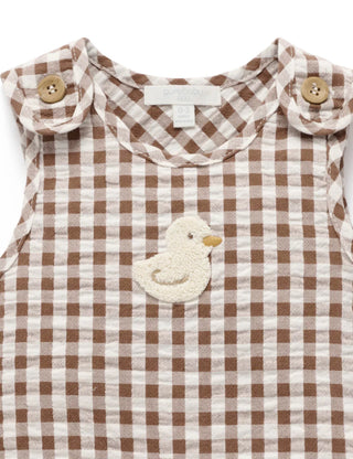Ducky Gingham Romper - Milk Choc Gingham