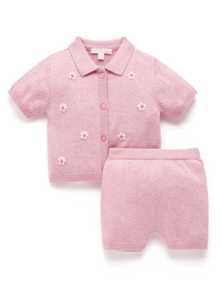 Knitted Embroidered Set - Petunia Melange