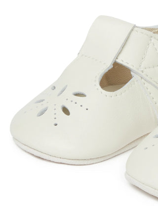 Leather Eyelet T-Bars - Vanilla