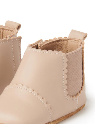 Leather Scallop Booties - Blush