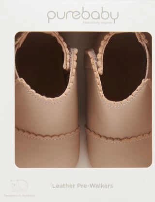 Leather Scallop Booties - Blush