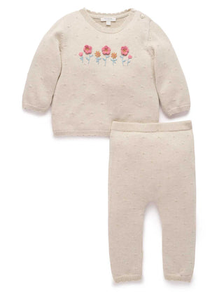 SCALLOPED KNIT SET - WHEAT MELANGE