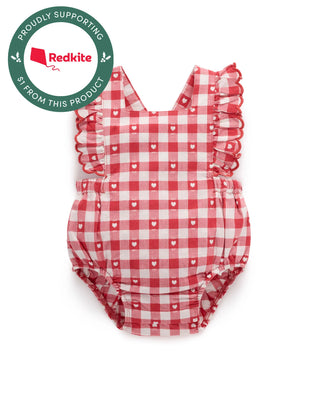 Heart Gingham Overall Bodysuit