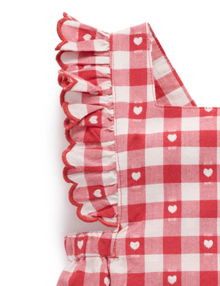 Heart Gingham Overall Bodysuit