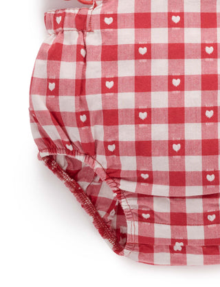 Heart Gingham Overall Bodysuit